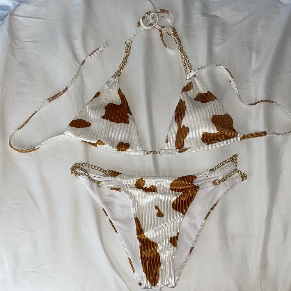 Brown Cow Print Bikini